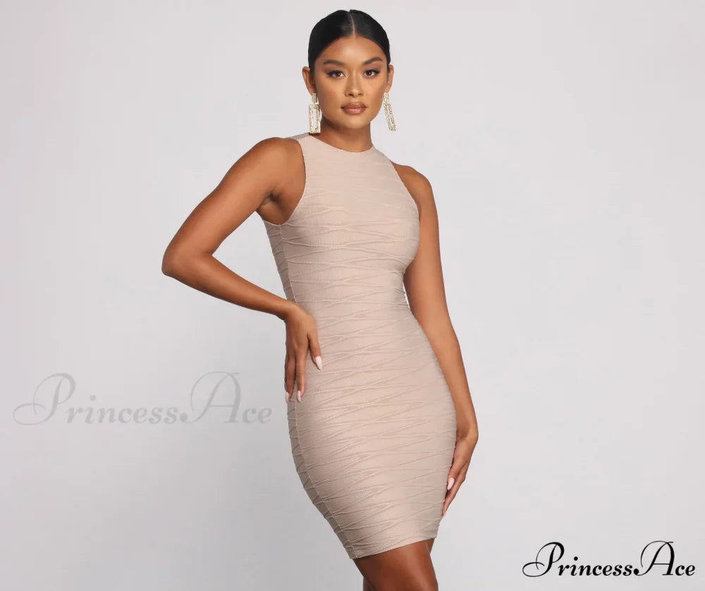 Trendy Textures Stylish Sleeveless Mini Dress