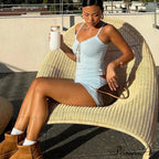 Trim Camis Low Waist Shorts Sleeveless Summer Two Pieces Set