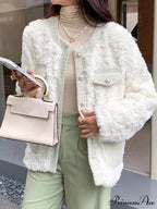 Trim Drop Shoulder Teddy Coat