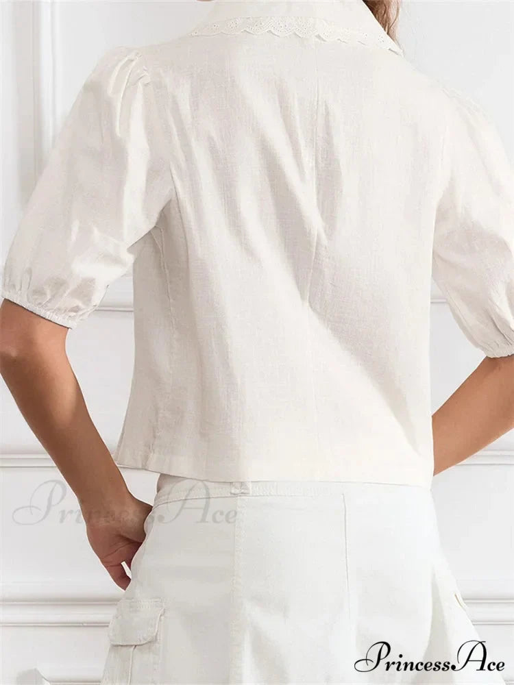 Trim Front Bind-Up V-neck Blouse