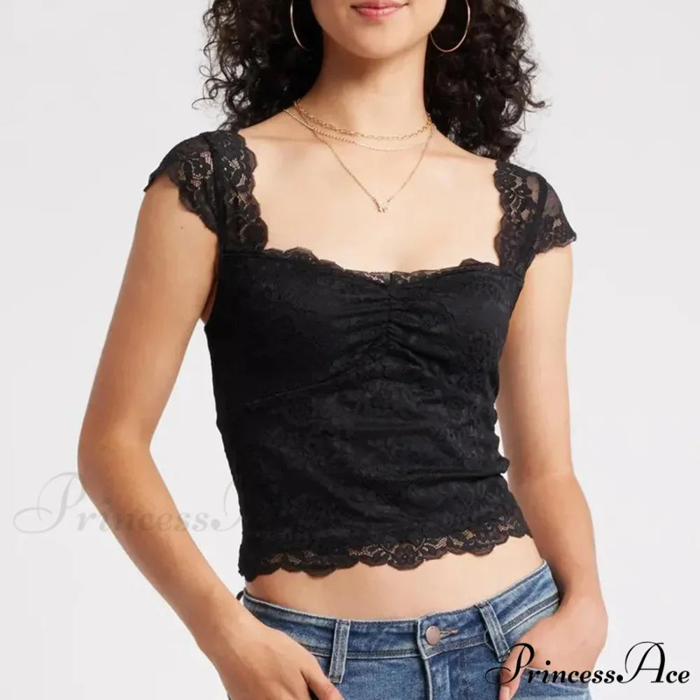 Trimmed Short Sleeve Crop Top