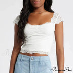 Trimmed Short Sleeve Crop Top
