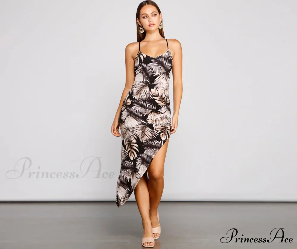 Tropical Dream Stylish Asymmetrical Maxi Dress