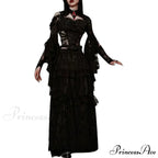 Trumpet Sleeve Black Lace Sexy Gothic Shawl Halloween Cardigan