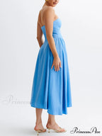 Tube Top Stylish Pleated Midi Dress