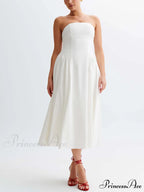 Tube Top Stylish Pleated Midi Dress