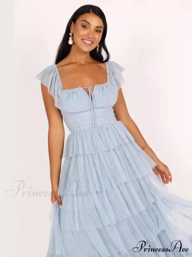 Tulle Midi Dress Charming - Light Blue