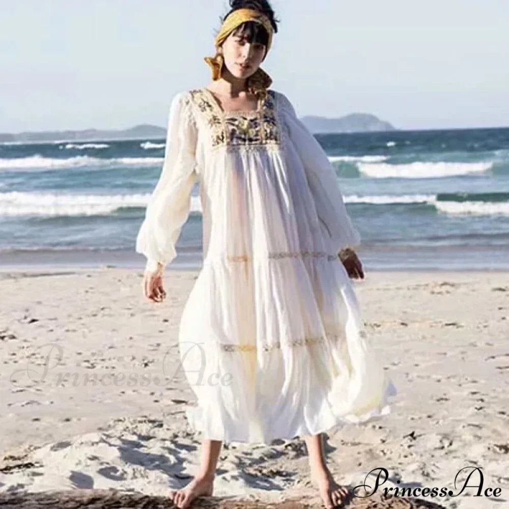 Tunic Garment Cotton Rayon Floral Needlework