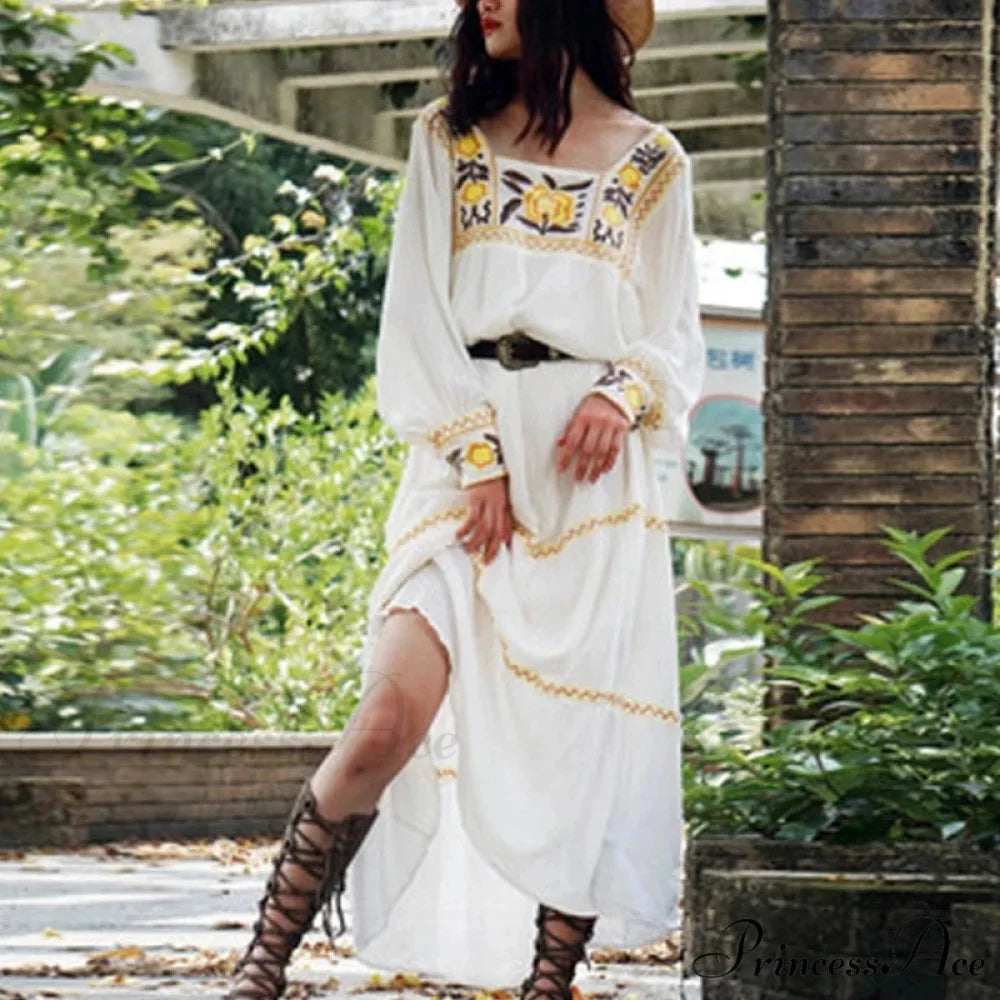 Tunic Garment Cotton Rayon Floral Needlework