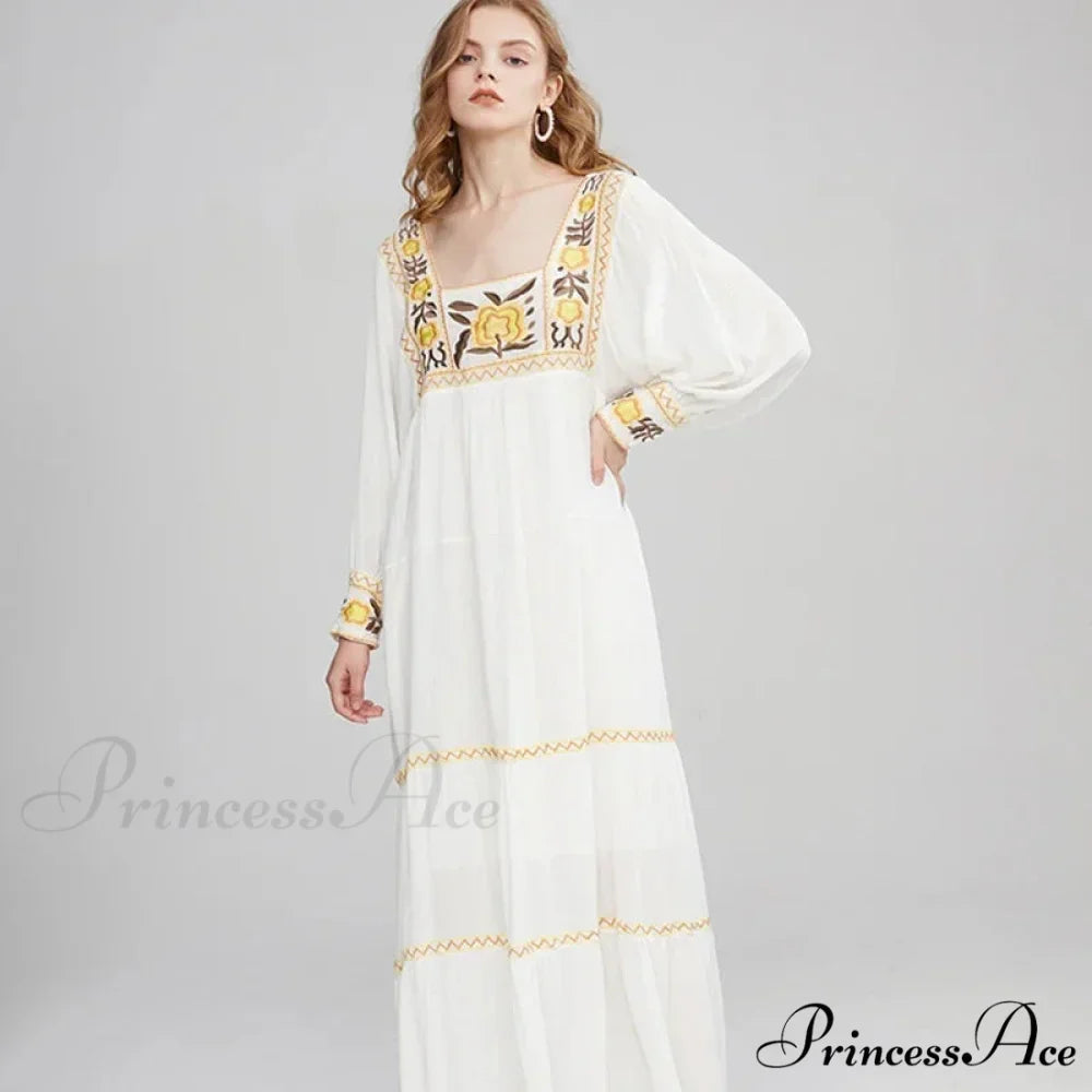 Tunic Garment Cotton Rayon Floral Needlework