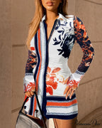 Turn-Down Collar Mini Club Dress