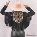 Turn Down Collar Tassel Coat