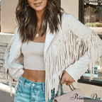 Turn Down Collar Tassel Coat