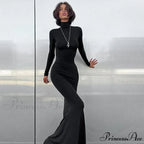 Turtleneck Sleeve Maxi Dress
