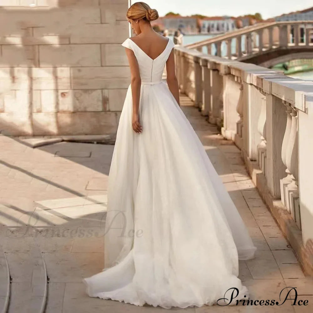 Twin Band Silk Ball Gown Wedding Dress