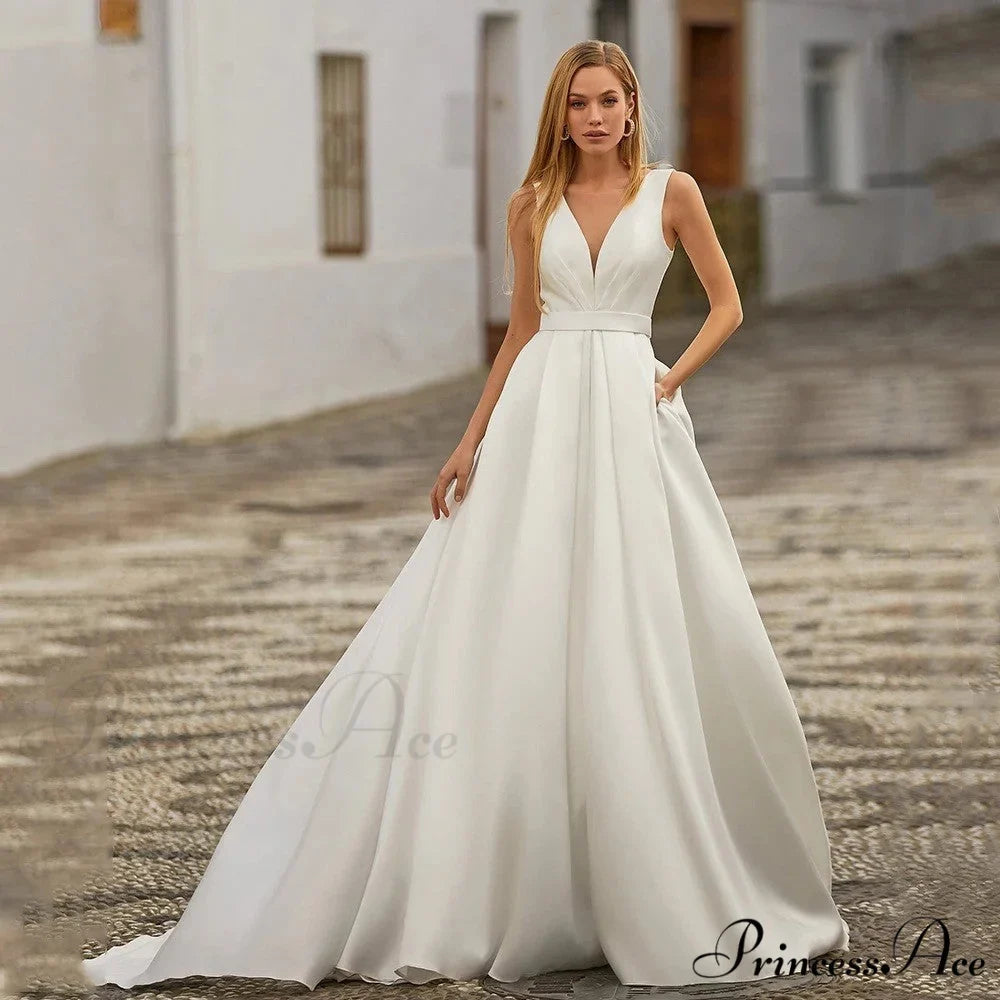 Twin Shoulder Open Back Train Bridal Gown
