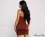 Twist And Pose Charming Ruched Mini Dress