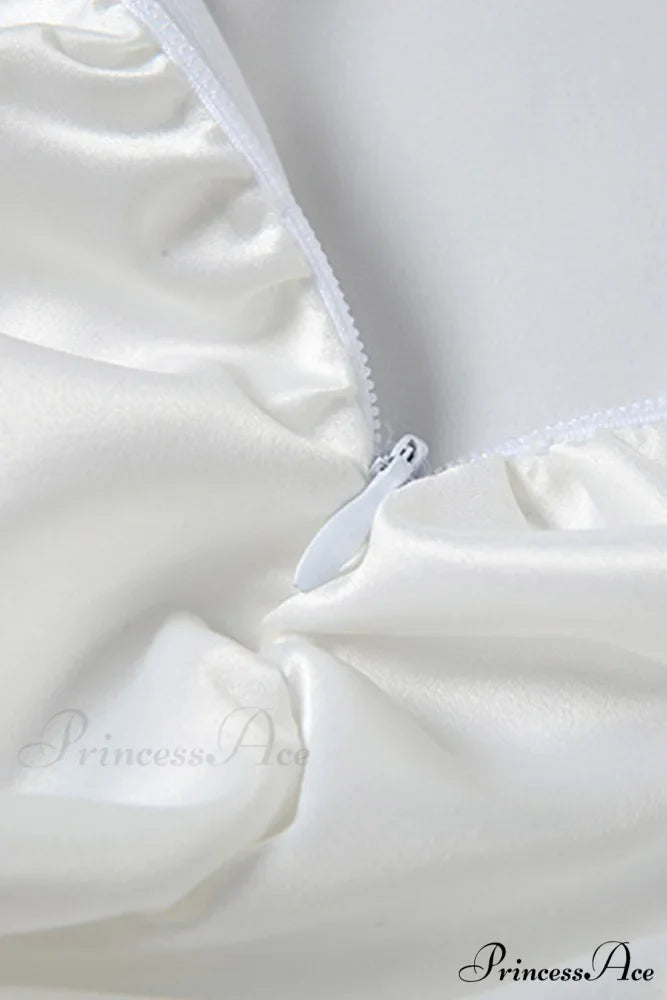 Twist-front Cutout Dress with Puff Sleeves