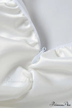 Twist-front Cutout Dress with Puff Sleeves