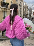 Twist Knitted Solid Casual Cardigan