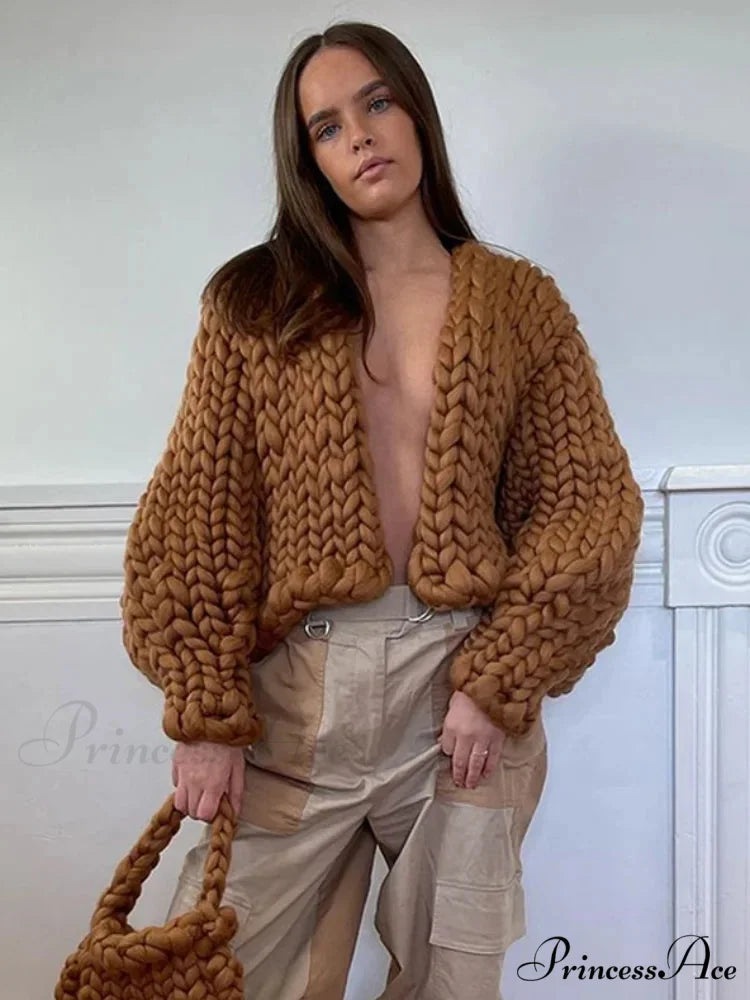 Twist Knitted Solid Casual Cardigan