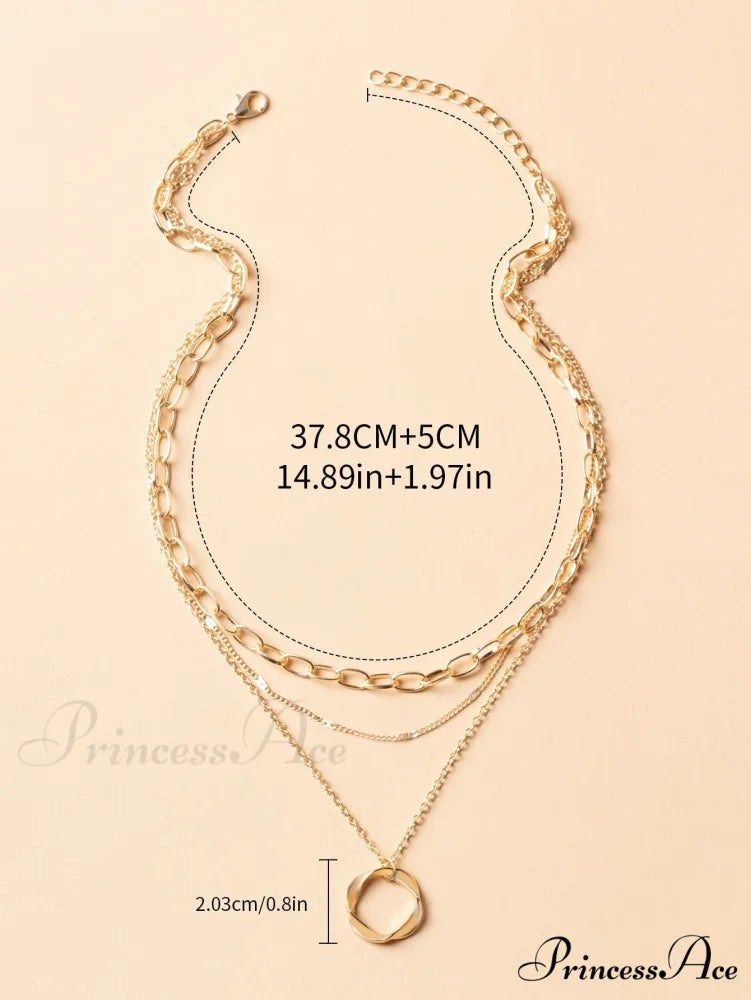 Twist Round Charm Layered Necklace