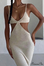 Twisted-front Backless Knit Cami Dress with Cutout