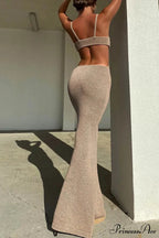 Twisted-front Backless Knit Cami Dress with Cutout