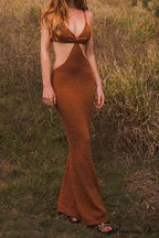 Twisted-front Backless Knit Cami Dress with Cutout