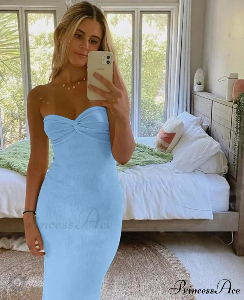 Twisted Strapless Knitted Dress
