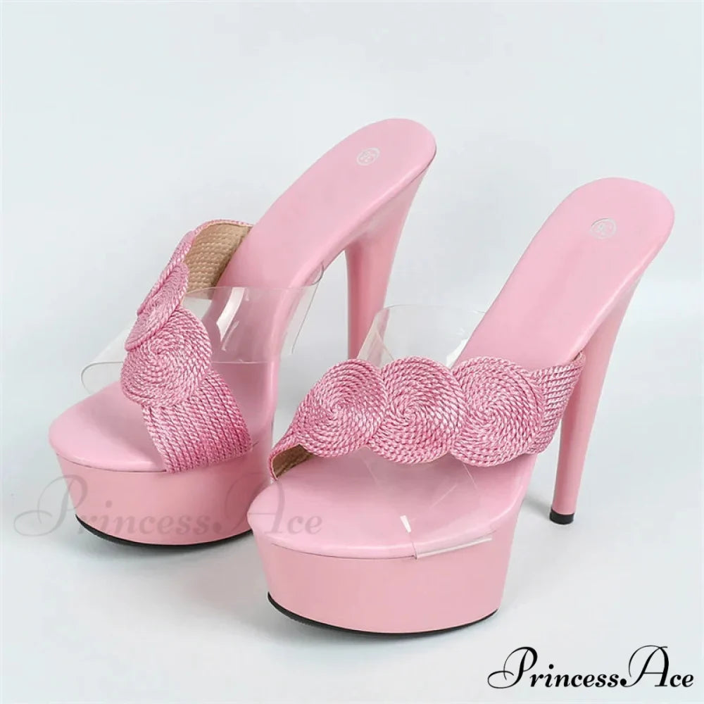 Ultra-Thin SummerFashionable Open-Toe Platform Party Club Sexy High Stripper Slipper High Heel