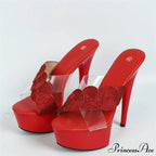 Ultra-Thin SummerFashionable Open-Toe Platform Party Club Sexy High Stripper Slipper High Heel