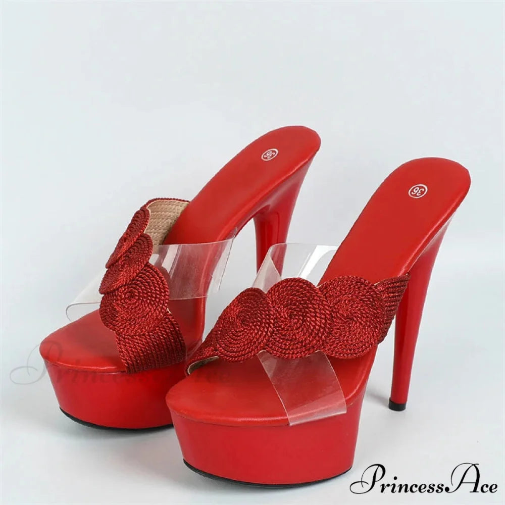 Ultra-Thin SummerFashionable Open-Toe Platform Party Club Sexy High Stripper Slipper High Heel