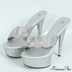 Ultra-Thin SummerFashionable Open-Toe Platform Party Club Sexy High Stripper Slipper High Heel