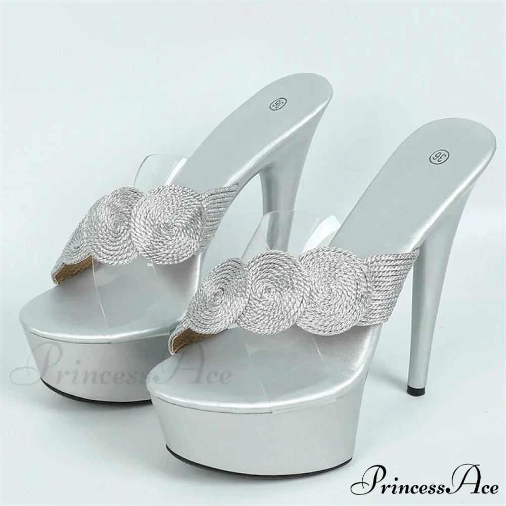 Ultra-Thin SummerFashionable Open-Toe Platform Party Club Sexy High Stripper Slipper High Heel