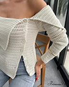 Uneven Design Slant Collar Button Cardigan