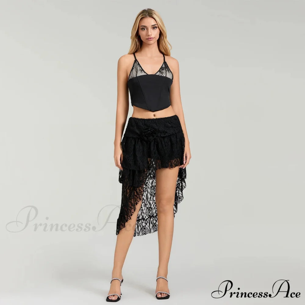 Uneven Flounced Border Skirt