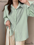 Uneven Lace-Up Button Lapel Blouse