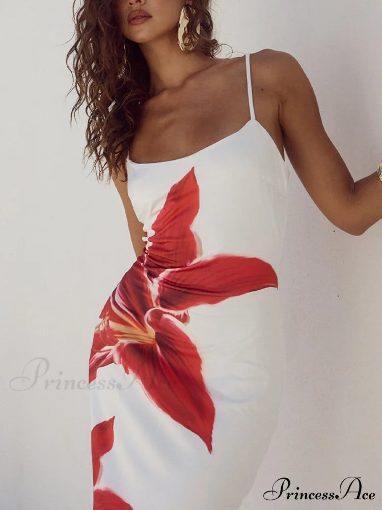 Unforgettable Abstract Floral Charming Print Maxi Dress