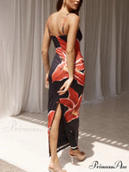 Unforgettable Abstract Floral Charming Print Maxi Dress