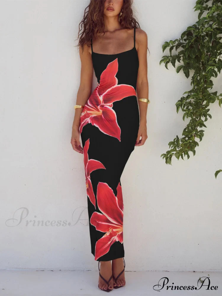 Unforgettable Abstract Floral Charming Print Maxi Dress