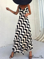 Unique Ethnic Print Charming Suspender Cut Maxi Dress