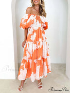 Unique Floral Print Patchwork Graceful Up Pleated Maxi Dress