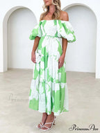 Unique Floral Print Patchwork Graceful Up Pleated Maxi Dress