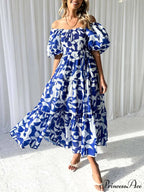 Unique Floral Print Patchwork Graceful Up Pleated Maxi Dress