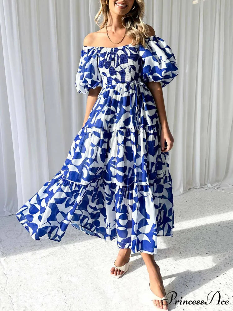 Unique Floral Print Patchwork Graceful Up Pleated Maxi Dress