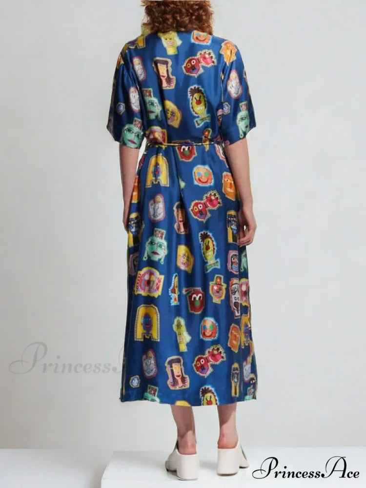 Unique Graffiti Fun Charming Print Midi Dress