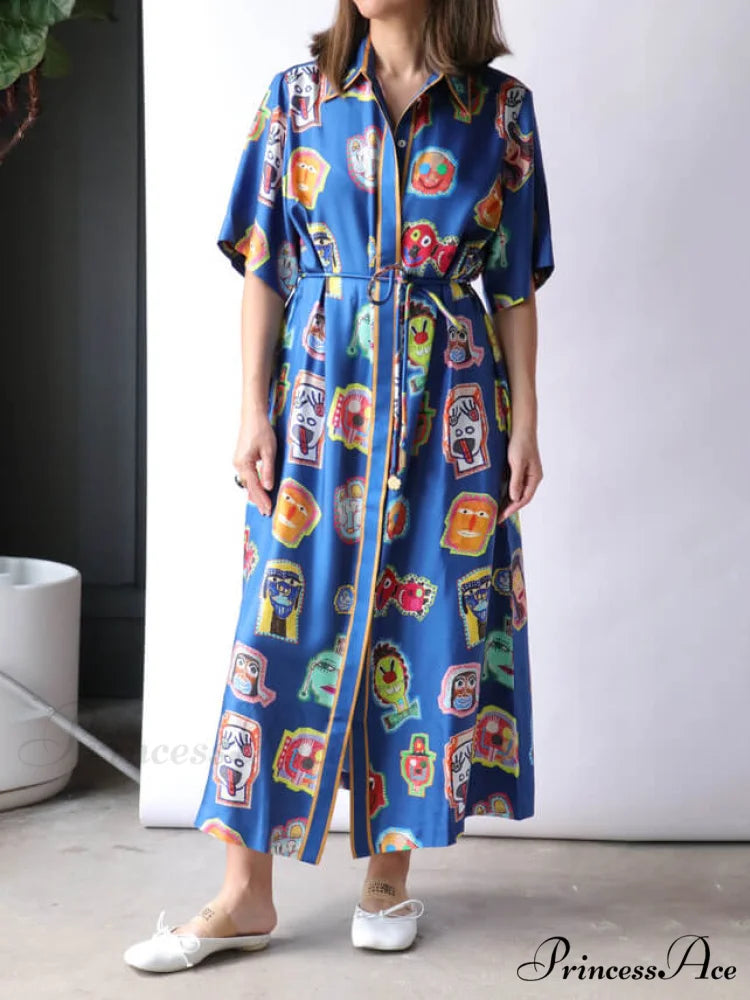 Unique Graffiti Fun Charming Print Midi Dress