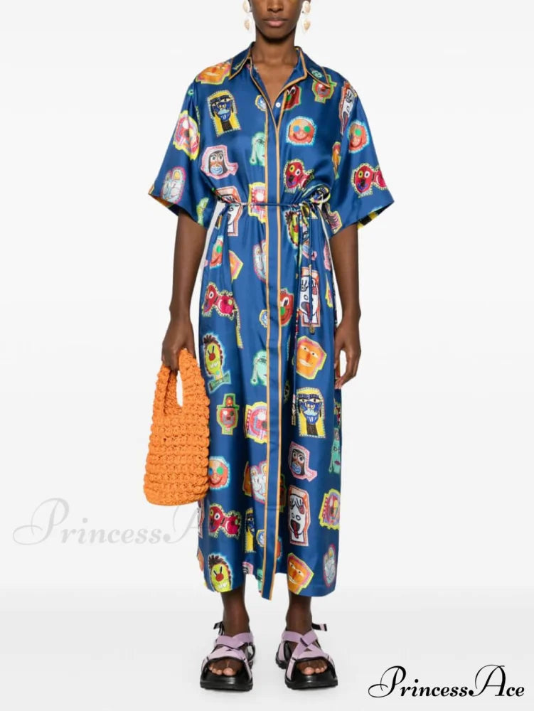 Unique Graffiti Fun Charming Print Midi Dress