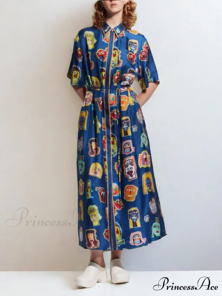 Unique Graffiti Fun Charming Print Midi Dress